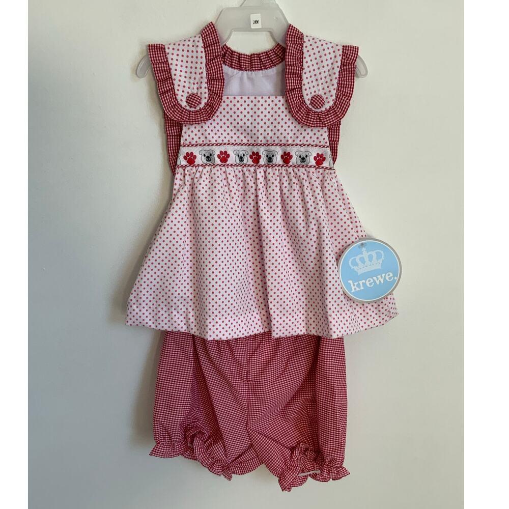 Krewe‎ Kids Red Bitty Dot Bulldog Bloomer Set NWT size 18mo
